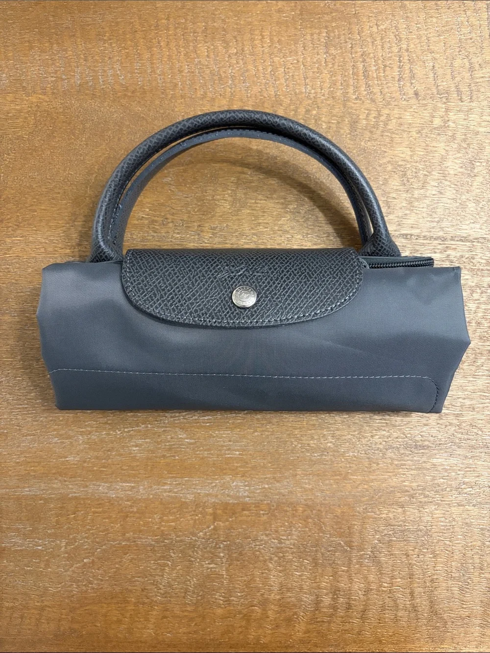 Longchamp Gray Nylon Le Pliage Small Tote with Top Handles